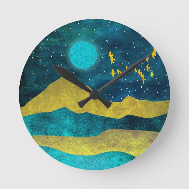 Goldene Flock Runde Wanduhr (Vorderseite)