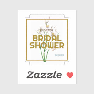 Goldene Floral-Minimalist-Brautparty Aufkleber