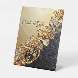 Goldene florale Dekorationen Tischschilder Sockelschild