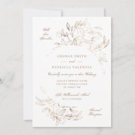 Goldene florale handgezeichnete elegante Hochzeit Einladung