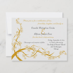 Goldene Florale Hochzeitseinladung Einladung
