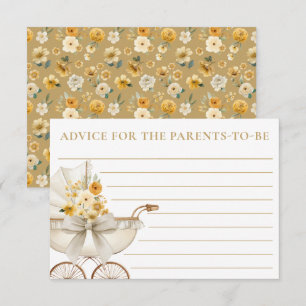 Goldene florale Kinderwagen-Baby-Party Beratungska Begleitkarte