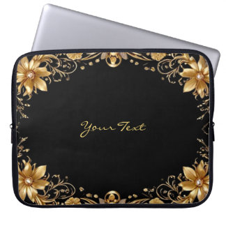 Goldene florale Laptop-Hülle Laptopschutzhülle