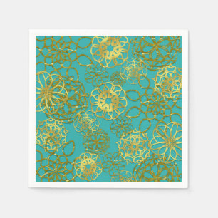 Goldene florale Mandalas Hochzeits-Brautparty Serviette