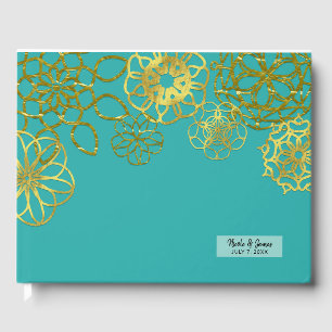 Goldene florale Mandalas Hochzeitsempfangsfeier Gästebuch
