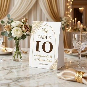 Goldene Florale Moschee Eleganz Muslim Tisch Tent  Tischaufsteller