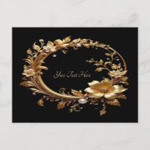 Goldene florale verzierte Rahmenpostkarte