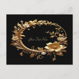 Goldene florale verzierte Rahmenpostkarte Postkarte