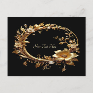 Goldene florale verzierte Rahmenpostkarte Postkarte