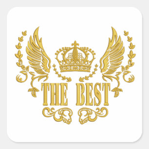 Goldene Flügel krönen den Besten Quadratischer Aufkleber