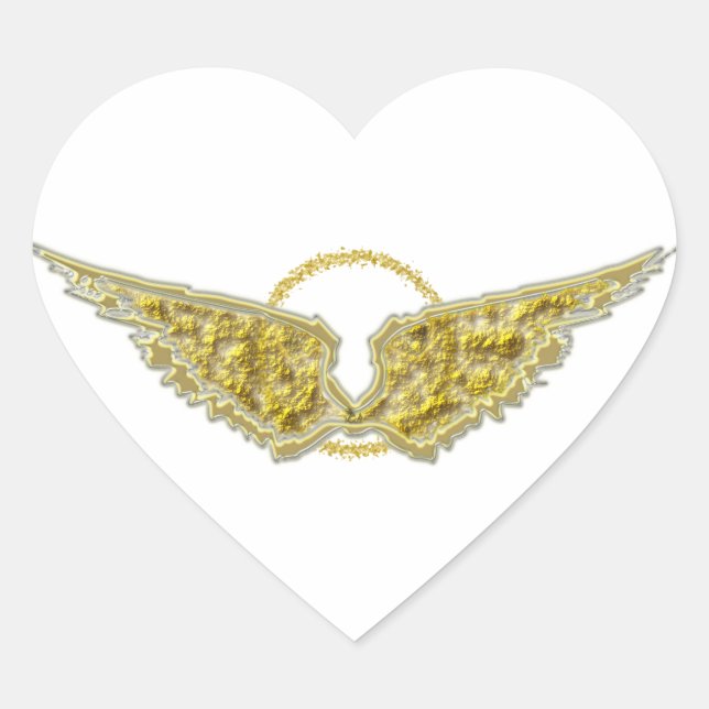 Goldene Flügel mit Halo Herz-Aufkleber (Vorderseite)