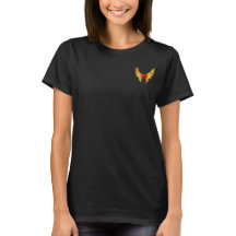 Goldene Flügel Rot Herz Besticktes Damen T-Shirt