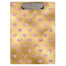 Goldene Fohlen & Leichtes Rosa Glam Glitzer Diaman Klemmbrett