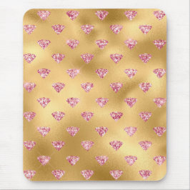 Goldene Fohlen & Leichtes Rosa Glam Glitzer Diaman Mousepad