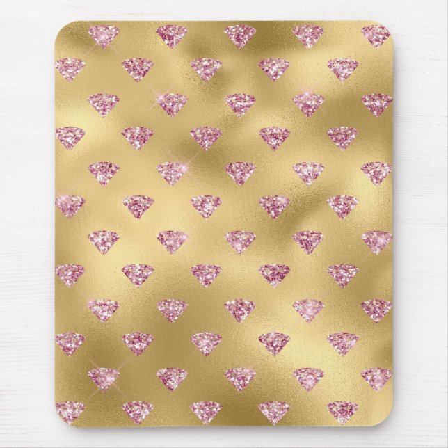 Goldene Fohlen & Leichtes Rosa Glam Glitzer Diaman Mousepad (Vorne)