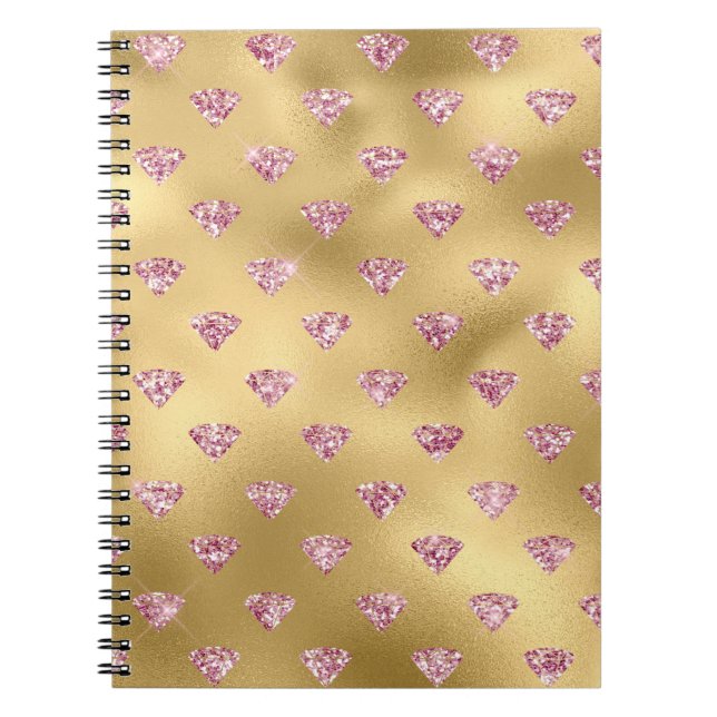 Goldene Fohlen & Leichtes Rosa Glam Glitzer Diaman Notizblock (Vorderseite)