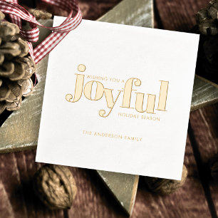 Goldene Fohlen Weihnachtsfeiertag Freudene Typogra Servietten Mit Folie