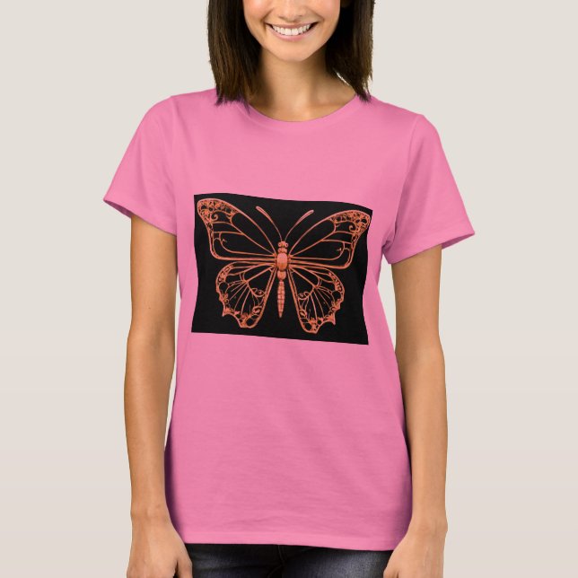 Goldene Foil Butterfly Elegante T - Shirt (Vorderseite)