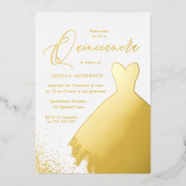 Goldene Foil Dress Elegantes Golden Quinceanera Pa Folieneinladung
