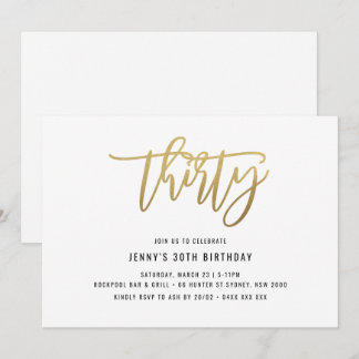 Goldene Foil-Effekt 30. Geburtstagsfeier Einladung