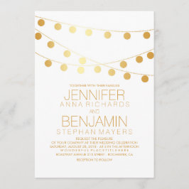 Goldene Foil-Effekt-Lichter Weiße Hochzeit Einladung