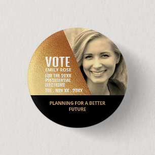 Goldene Foil-Effekt politische Kampagne Werbung Button