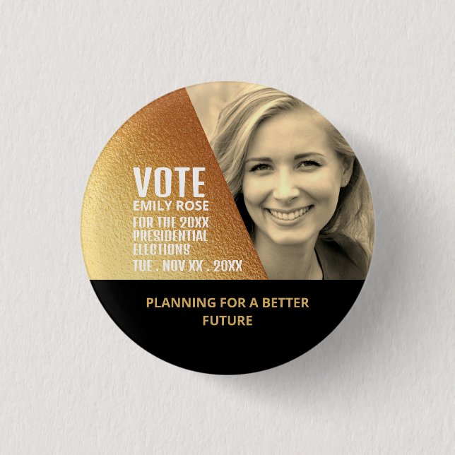 Goldene Foil-Effekt politische Kampagne Werbung Button (Vorderseite)