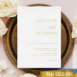 Goldene Foil Elegante Kalligrafie Einfache Hochzei Folieneinladung<br><div class="desc">Goldene Foil Elegante Kalligrafie Einfache Einladungen für Hochzeiten</div>