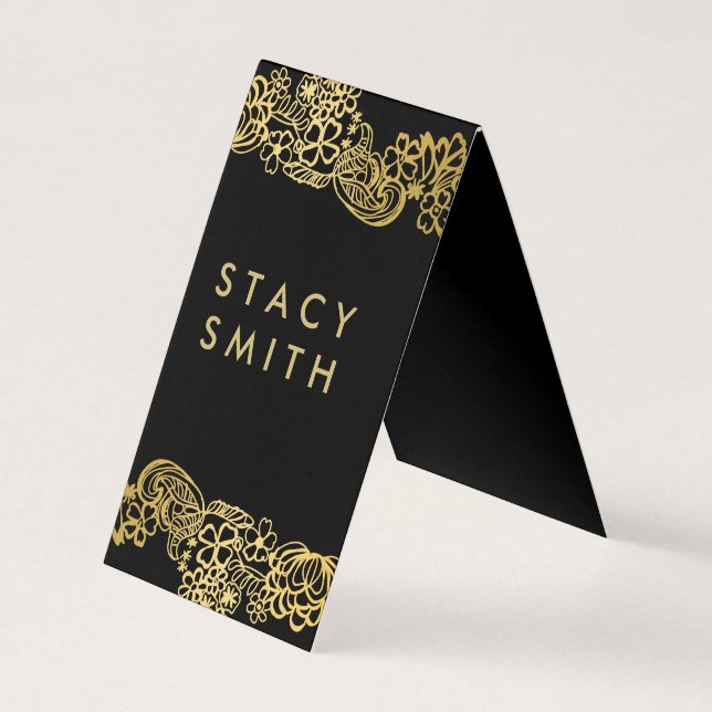 Goldene Foil Elegantes Muster Visitenkarten (Vorderseite)