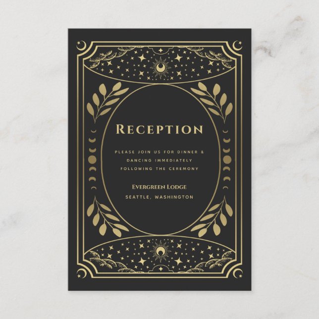Goldene Foil Elegantes Tarot Empfang Einschließung Begleitkarte (Vorderseite)