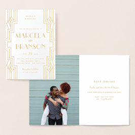 Goldene Foil Falten Art Déco Hochzeit Einladung