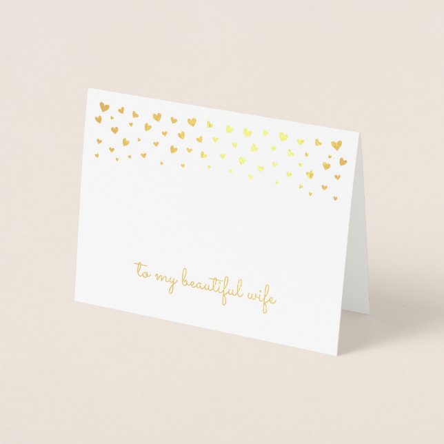 Goldene Foil Herzkranz Valentinstag Karte (Vorderseite)