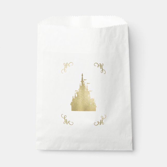 Goldene Foil Princess Flag Burg Storybook Party Geschenktütchen (Vorderseite)