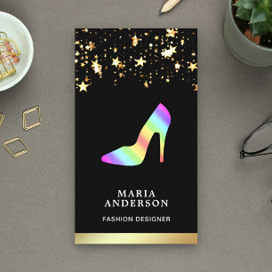 Goldene Foil Stars Confetti Rainbow High Heels Visitenkarte