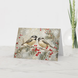 Goldene Foil und Glitzer Chickadee mit Schnee Karte