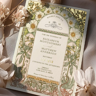 Goldene Foil Vintage Hochzeit Einladung Jugendstil