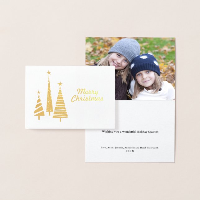 Goldene Foil-Weihnachtsbäume Folienkarte (Anzeige)