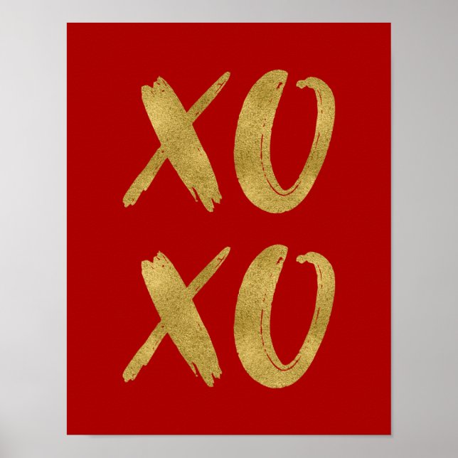 Goldene Foil XOXO Valentine Plakatzeichen Poster (Vorne)