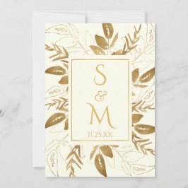 Goldene Foliage | Elegant Gold Ivory White Wedding Einladung