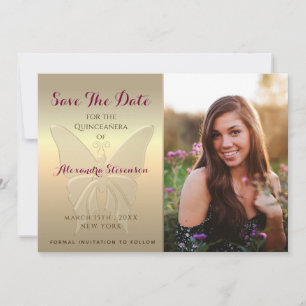 Goldene Foto-Quinceanera Save The Date