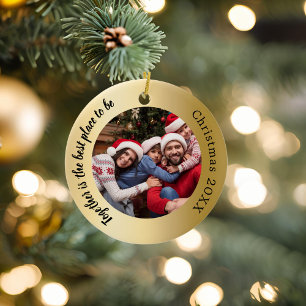 Goldene Fotos zusammen Weihnachten Keramik Ornament