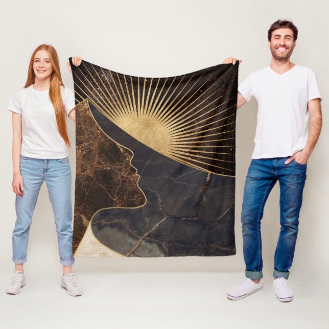 Goldene Frauentäuschung mit Sonne und Marmortextur Fleecedecke (Beispiel)