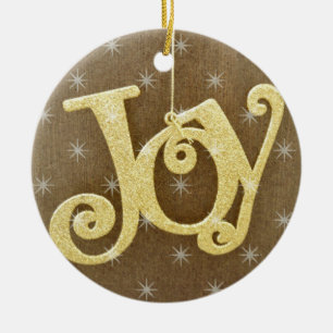 Goldene Freude-Weihnachtsverzierung Keramikornament