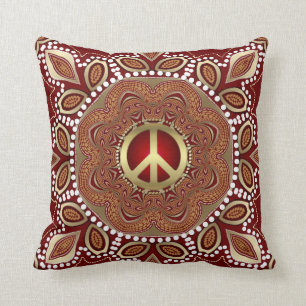 Goldene Friedenserdstammes- Batik-Kissen/Kissen Kissen
