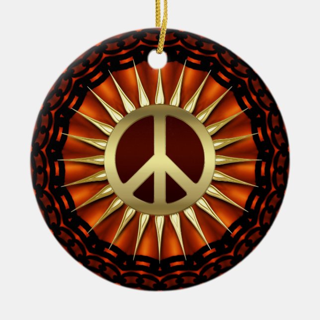 Goldene Friedenssonnenschein-Keramik-Verzierung Keramikornament (Vorne)