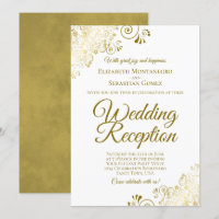 Goldene Frills auf dem weißen eleganten Hochzeitsf