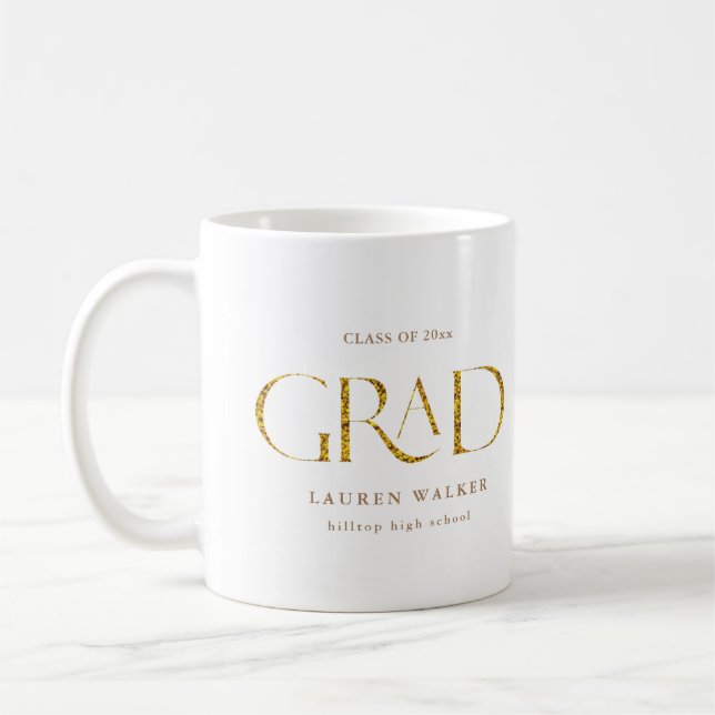 Goldene funkelnde, elegante Drehbuch-Abschluss Kaf Kaffeetasse (Links)
