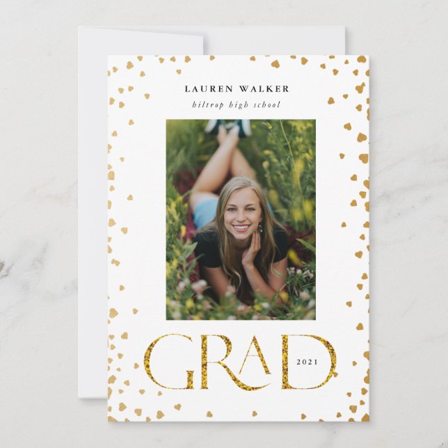 goldene funkelnde elegante Script-Graduiertenankün Einladung (Vorderseite)
