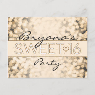 Goldene funkelnde Lichter SWEET 16 Glam Postkarte