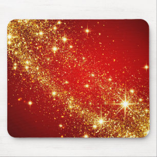 Goldene funkelnde Spur auf lebendigem rotem Hinter Mousepad